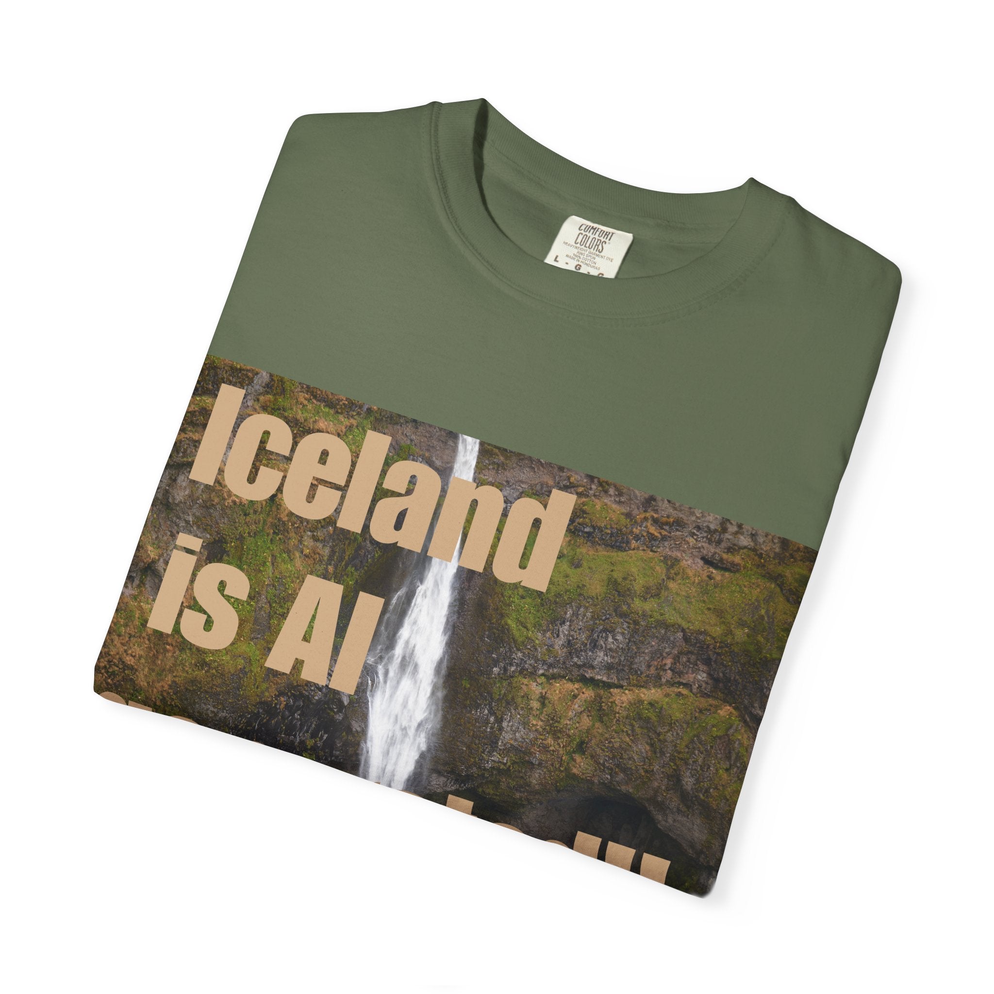 Iceland is AI Generated!! | Funny T-Shirt, Haifoss Waterfall Iceland