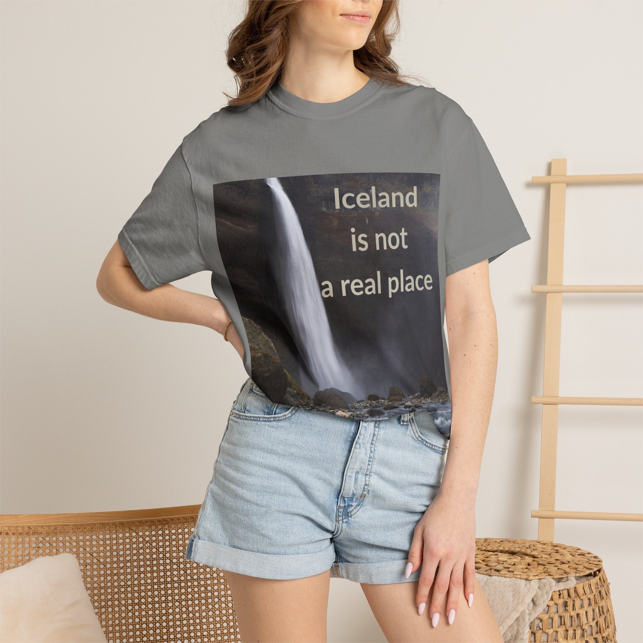 Iceland is not a real place | Funny T-Shirt Háifoss Waterfall Iceland