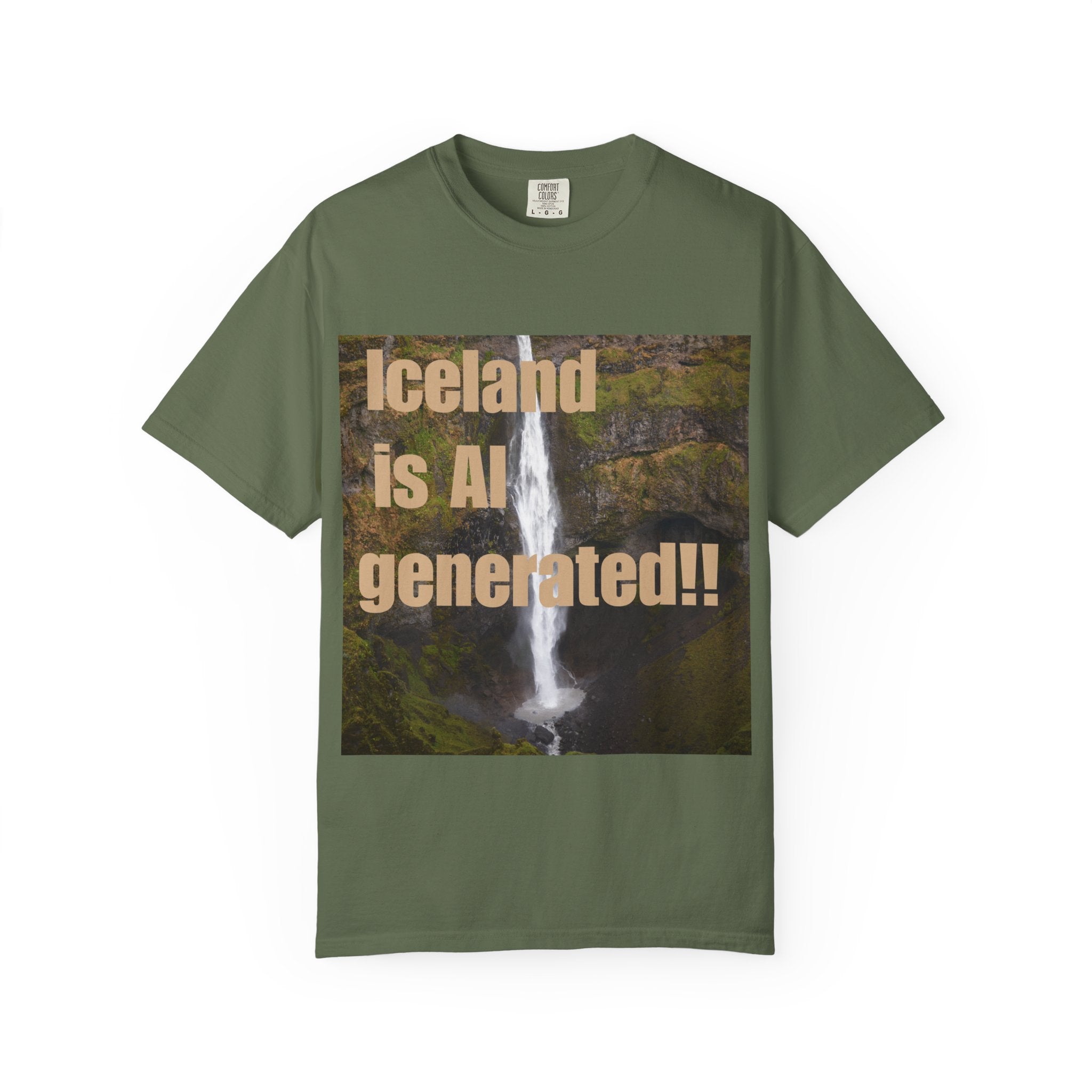 Iceland is AI Generated!! | Funny T-Shirt, Haifoss Waterfall Iceland